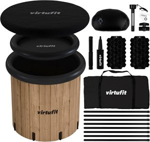 VirtuFit Ice Bath XXL - 375 Liter - Wood Look - Includes accessories